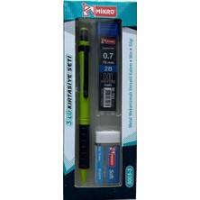 Mikro Eco Series 3'lü Kalem Seti - Kalem+Silgi+Uç - Mekanik Uçlu Versatil Kalem 0.7 mm - 1 Set