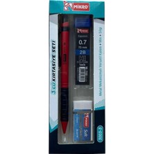 Mikro Eco Series 3'lü Kalem Seti - Kalem+Silgi+Uç - Mekanik Uçlu Versatil Kalem 0.7 mm - 1 Set