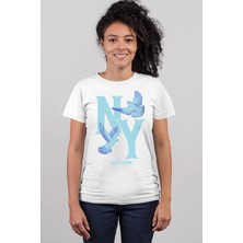 Rock&Roll Ny Güvercinleri Beyaz Kadın Tshirt