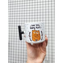 Happy Mountains Love You Beary Much Yazılı Ayı Tasarımlı Porselen T Kupa Bardak Latte Fincanı