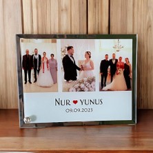 Düğün-Nişan 3 Fotoğraflı Ayna Kenarlı Cam Çerçeve