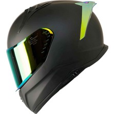 Mts M-801 Mat Siyah-Gold Güneş Vizörlü Kask (Gold Camlı)