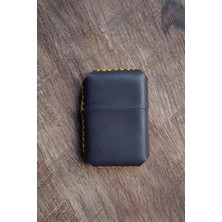 Cactus Hakiki Deri Kılıflı Zippo Benzinli Çakmak ,tamamen El Işi Üretim Lacivert Renkli
