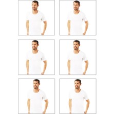 6'lı Paket Erkek Pamuklu Penye Esnek Rahat Açık Yaka Yarım Kol Atlet Fanila Büyük Bedenli