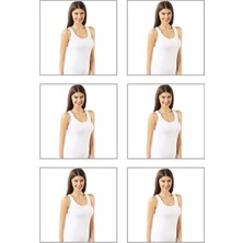 Özkan  6'lı Paket Kadın Pamuklu Likralı Süprem Esnek Rahat Kalın Askılı Atlet