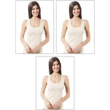 3'lü Paket Kadın Pamuklu Ribana Esnek Rahat Biyeli Kalın Askılı Örme Atlet