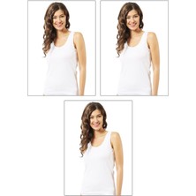 3'lü Paket Kadın Pamuklu Ribana Esnek Rahat Biyeli Kalın Askılı Örme Atlet