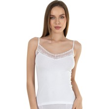 Kadın Pamuklu Modal Dantel Detaylı Ince Askılı Atlet