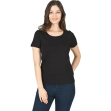 Kadın Pamuklu Kısa Kollu Bisiklet Yaka Esnek Rahat Fanila T-Shirt