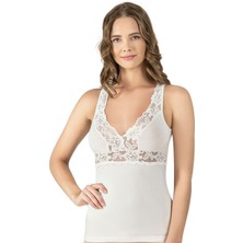 Kadın Pamuklu Dantel Detaylı Kalın Askılı Atlet