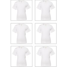 6'li Paket Erkek Çocuk %100 Pamuklu Ribana Esnek Rahat Yarım Kol Kapalı Yaka Fanila T-Shirt