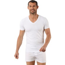 3'lü Paket Erkek V Yaka Yarım Kol Pamuklu Tişört Fanila