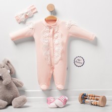 Annora Baby Fırfırlı Güpürlü Kız Bebek Tulumu