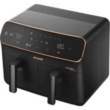 Arçelik Airfryer, Çift Hazneli 2400 W 9 Porgramlı 8,5 Lt Sıcak Hava Fritözü, Siyah