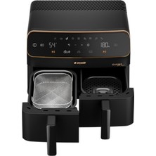 Arçelik Airfryer, Çift Hazneli 2400 W 9 Porgramlı 8,5 Lt Sıcak Hava Fritözü, Siyah