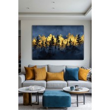 Arkeot Geceye Altın Dokunuş Kanvas Duvar Tablosu Dekoratif Manzara Salon Oturma Odası Antre Dekor Büyük