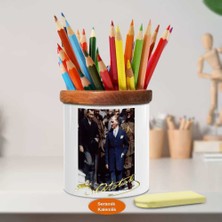 Asilmeydan Takım Elbiseli Mustafa Kemal Atatürk Ahşap Seramik Kalemlik-(95)