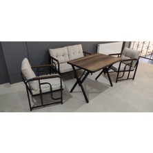 Serdem Dizayn Serdem 2+1+1+Masa Bahçe Balkon Mobilya Takımı Krem