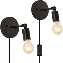 Riolight Modern,retro,vintage Siyah 1 x E27 Duylu Fişli Anahtarlı,kablolu Metal Aplik 1ADET Fiyatıdır