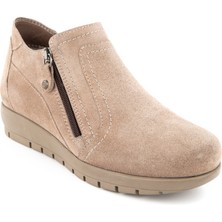 Muya Abelia 6 Nokta Anatomik Taban Hakiki Deri Fermuarlı Kadın Bot Bej