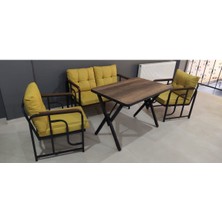 Serdem 2+1+1+Masa Bahçe Balkon Mobilya Takımı Sarı