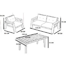 Serdem 2+1+1+Masa Bahçe Balkon Mobilya Takımı Sarı
