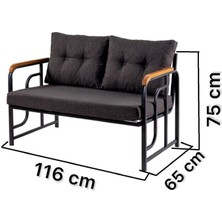 Serdem 2+1+1+Masa Bahçe Balkon Mobilya Takımı Antrasit