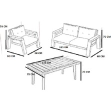 Serdem Dizayn (L x )Serdem 2+1+1+Masa Bahçe Balkon Mobilya Takımı Turuncu
