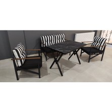 Serdem Dizayn (L x )Serdem 2+1+1+Masa Bahçe Balkon Mobilya Takımı Zebra