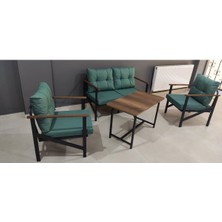 (L x )Serdem 2+1+1+Sehpa Bahçe Balkon Mobilya Takımı Yeşil