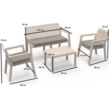 Serdem Dizayn (L x )Serdem 2+1+1+Sehpa Bahçe Balkon Mobilya Takımı Gri
