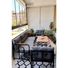Serdem Dizayn Serdem 3+1+1+Sehpa Bahçe Balkon Mobilya Takımı Gri