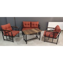 Serdem 2+1+1+Sehpa Bahçe Balkon Mobilya Takımı Turuncu