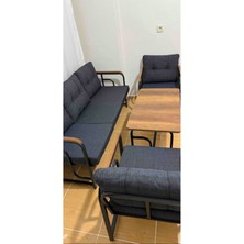 Serdem Dizayn Serdem 3+1+1+Sehpa Bahçe Balkon Mobilya Takımı (No 12 Lacivert)