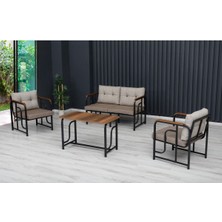 Serdem Dizayn Serdem 2+1+1+Sehpa Bahçe Balkon Mobilya Takımı Cappuccino Kazayağı
