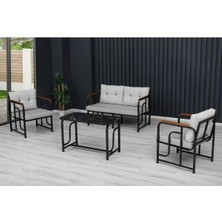 Serdem Dizayn Serdem 2+1+1+Sehpa Bahçe Balkon Mobilya Takımı Gri Kazayağı