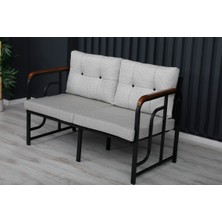 Serdem Dizayn Serdem 2+1+1+Sehpa Bahçe Balkon Mobilya Takımı Gri Kazayağı