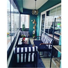 Serdem Dizayn Serdem 2+1+1+Sehpa Bahçe Balkon Mobilya Takımı Zebra