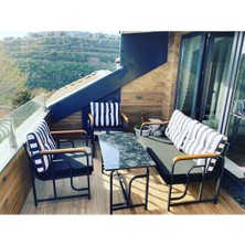 Serdem Dizayn Serdem 2+1+1+Sehpa Bahçe Balkon Mobilya Takımı Zebra