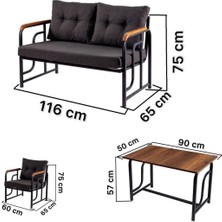 Serdem Dizayn Serdem 2+1+1+Sehpa Bahçe Balkon Mobilya Takımı Zebra