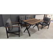 (L x )Serdem 2+1+1+Masa Bahçe Balkon Mobilya Takımı Gri