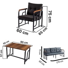 Serdem 3+1+1+Sehpa Bahçe Balkon Mobilya Takımı Beyaz Çizgili