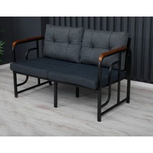 Serdem 2+1+1+Sehpa Bahçe Balkon Mobilya Takımı Lacivert Kazayağı