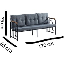 Serdem 3-1-1-Masa Bahçe Balkon Mobilyası Gri