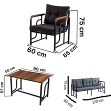 Serdem Dizayn Serdem 3+1+1+Sehpa Bahçe Balkon Mobilya Takımı Antrasit