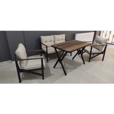 Serdem Dizayn (L x )Serdem 2+1+1+Masa Bahçe Balkon Mobilya Takımı Krem
