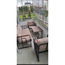 Serdem Dizayn Serdem 3+1+1+Sehpa Bahçe Balkon Mobilya Takımı (Bej N0. 8)