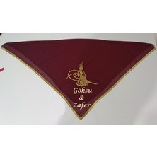 Terzim Ayşenur Bordo Nakış Işlemeli Kına - Damat - Gelin - Asker Omuz Şalı Atkısı Örtüsü Gold Tuğra Kişiye Isme Özel