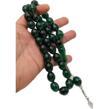 Han Ticarethane Yeşil Fıçı Kesim Büyük Boy Toz Kehribar Tesbih