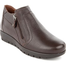 Muya Abelia 6 Nokta Anatomik Taban Hakiki Deri Fermuarlı Kadın Bot Kahve